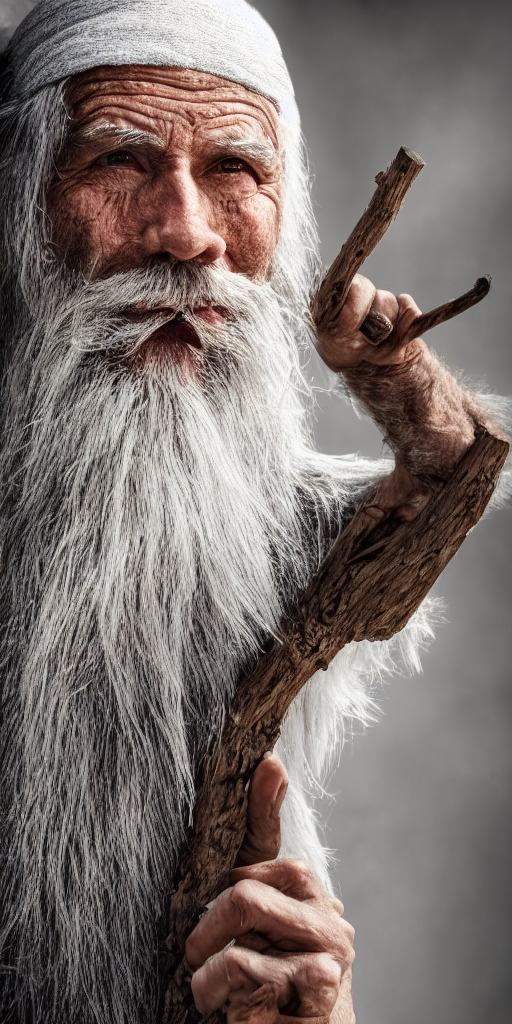 Stable Diffusion prompt: an old man with long white beard...
