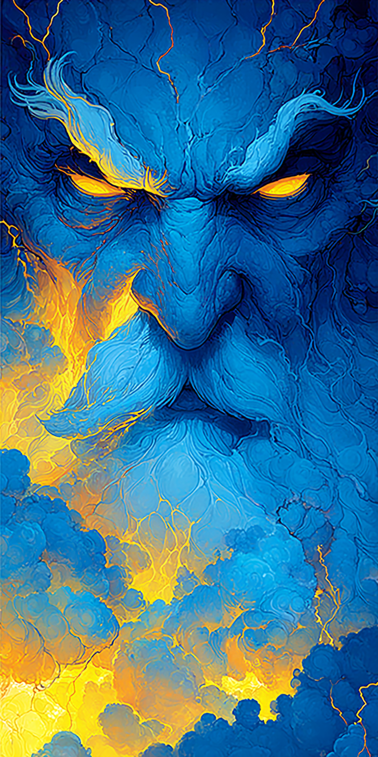 AI generated: Midjourney Papercut prompt: close-up of Zeus, in the surrealist style of Dali ... (Midjourney Papercut - Concept Art)
