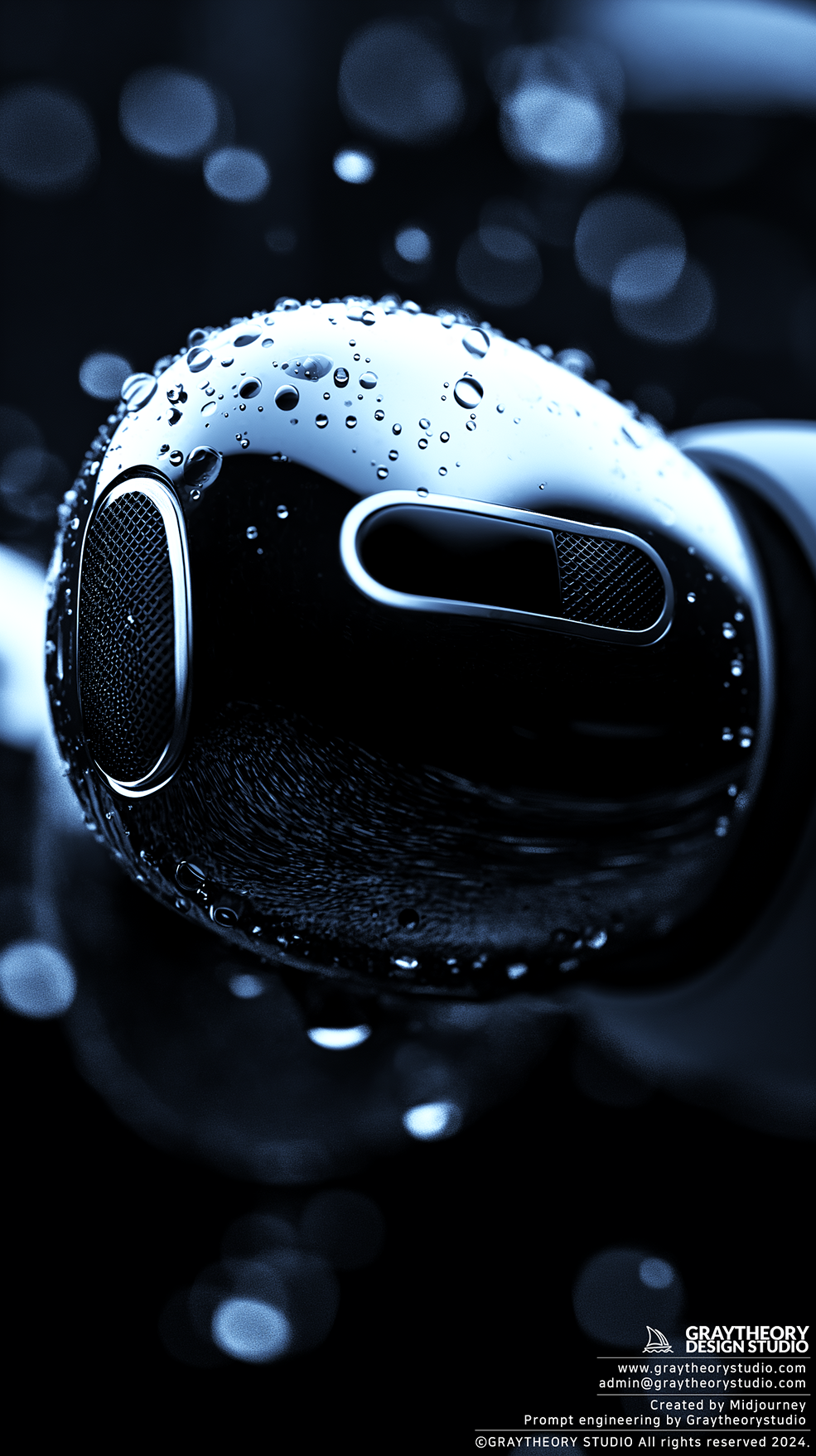 AI generated: Midjourney prompt: Close-up, mecro shot, Apple Airpods, silver color,... (Midjourney - Photography)