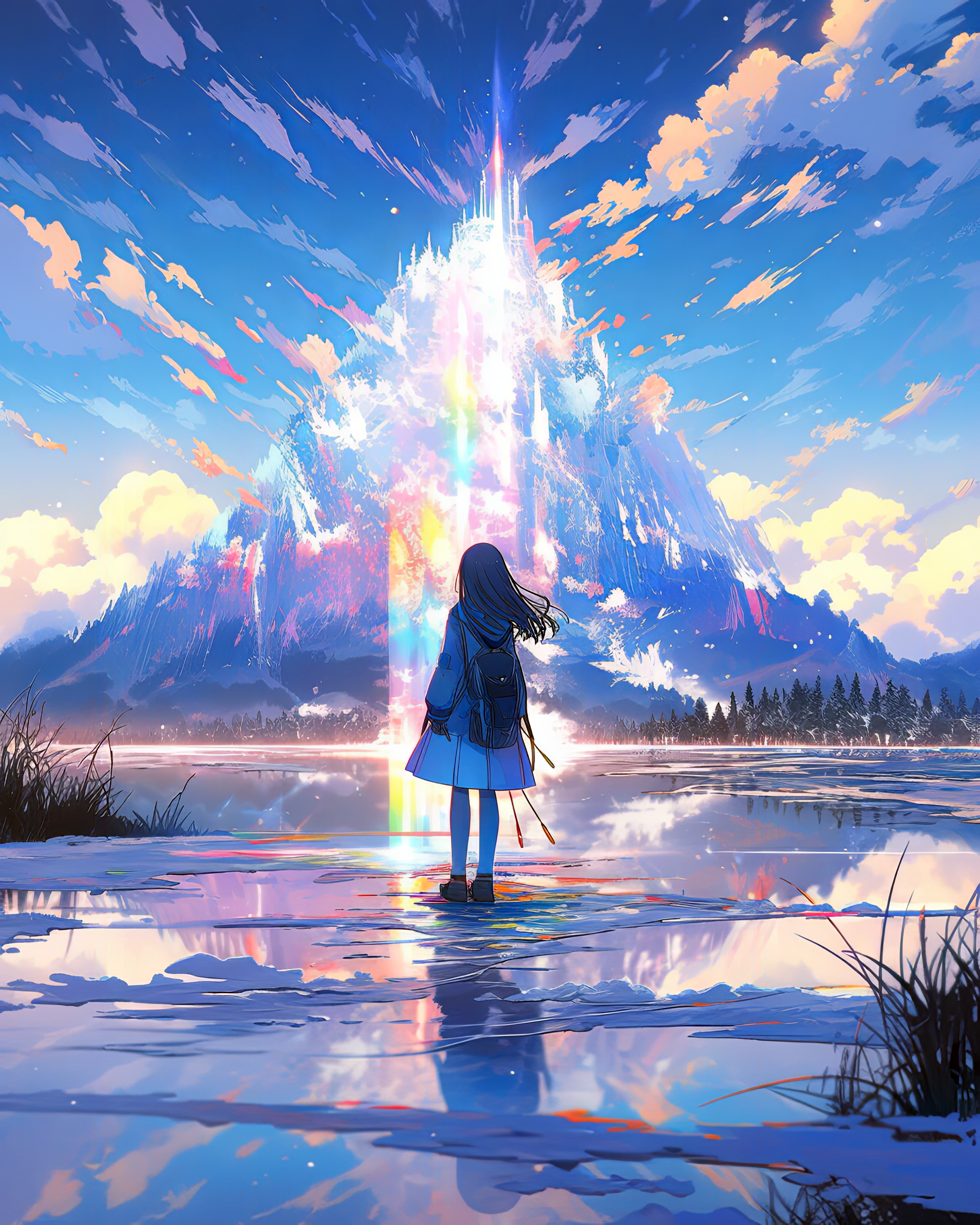 AI generated: Midjourney prompt: a woman standing in front of a lake, in the style ... (Midjourney - Anime)