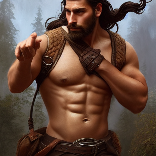 Stable Diffusion prompt: young, ruggedly handsome ranger,...