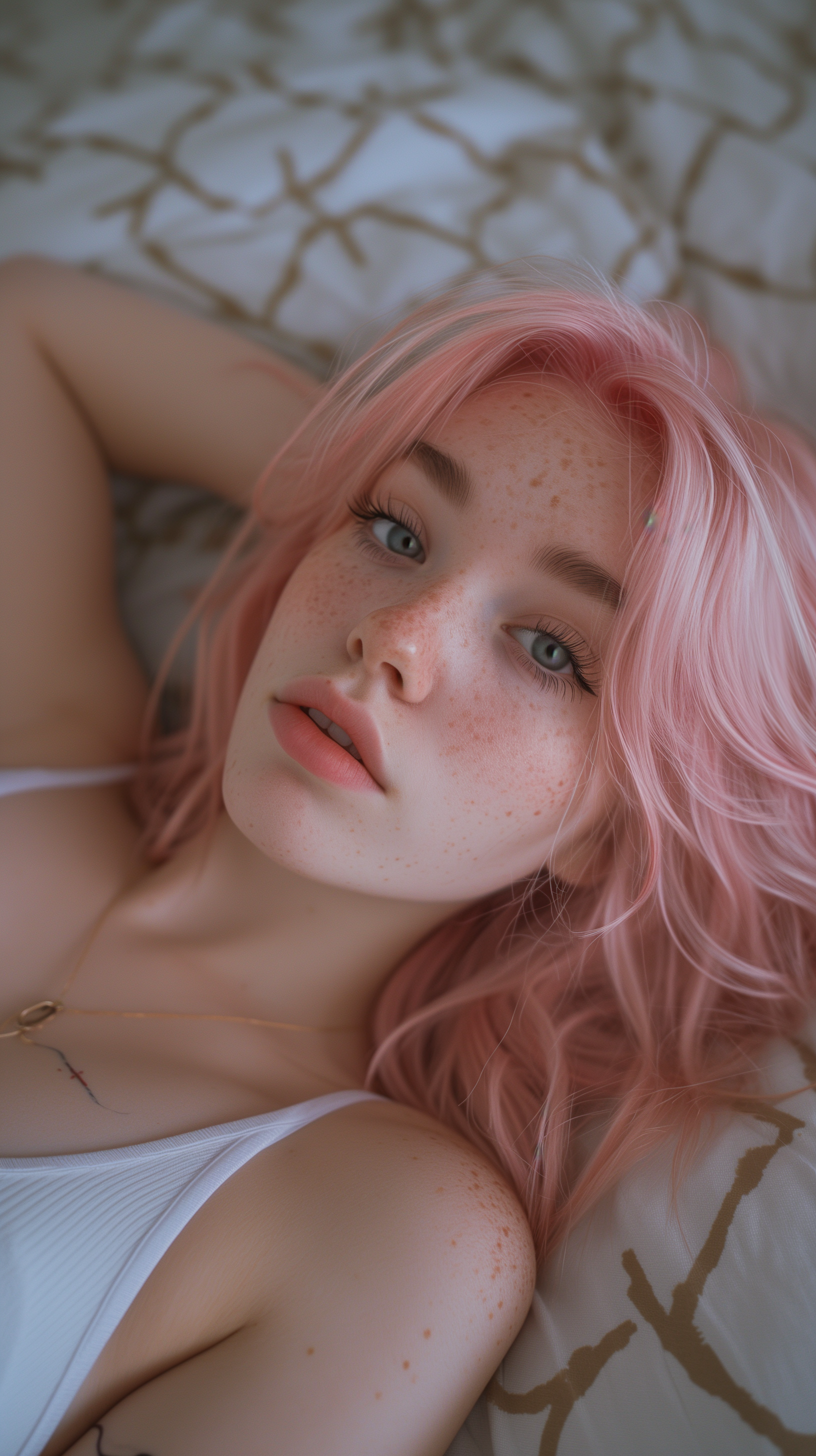 AI generated: Midjourney prompt: A highly detailed, realistic selfie taken by a gir... (Midjourney - Portraits)