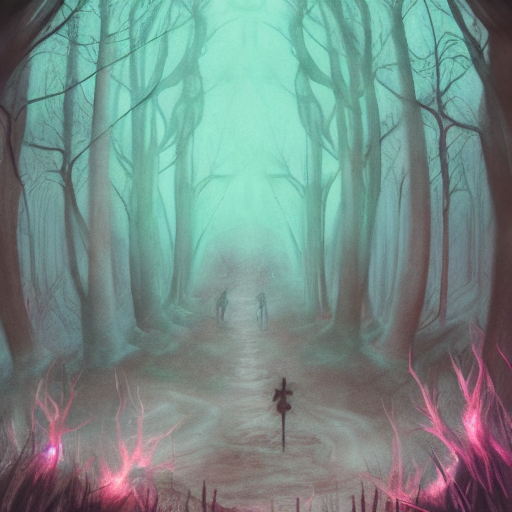 Stable Diffusion prompt: necromancer in a cursed forest,