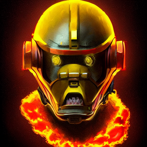 Stable Diffusion prompt: helmet lion cyberpunk made of ye...