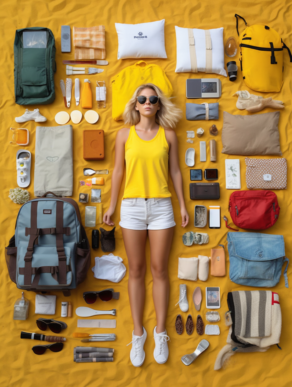 Midjourney prompt: Description with knolling parts, fashion girl, Ful... - Midjourney