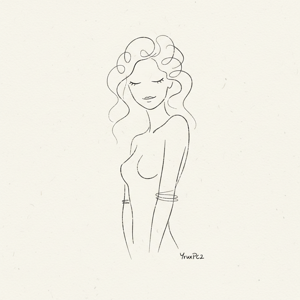 AI generated: Nano Banana prompt: A minimalist sketch of a woman, delicate, very bas... (Nano Banana - Portraits)