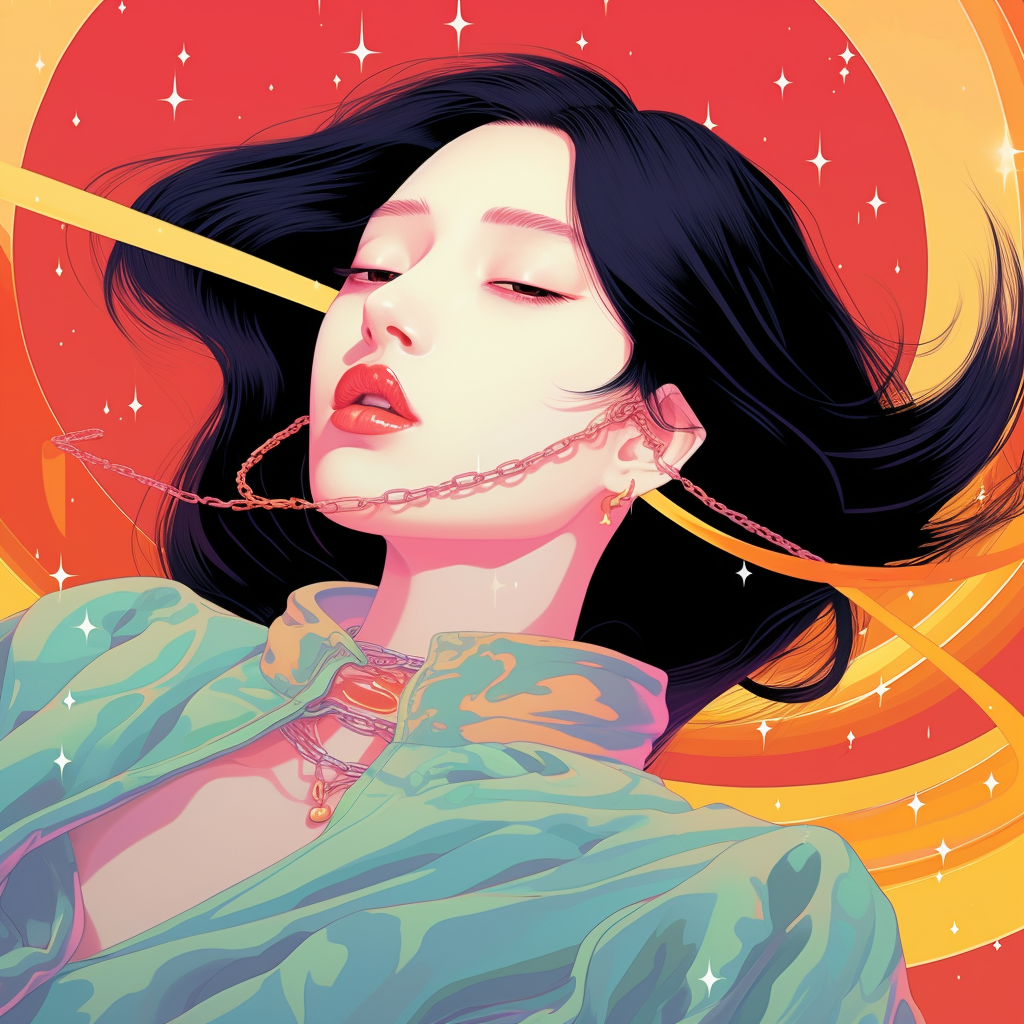 AI generated: Midjourney prompt: a cool asian girl with thin lips and a dark lying ... (Midjourney - Anime)