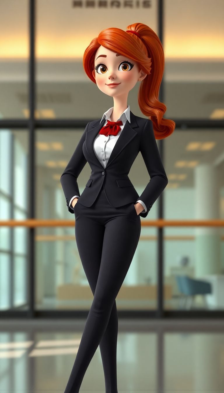 AI generated: FLUX prompt: Pretty Pixar-style Red Head woman dressed as an ex... (FLUX - Portraits)