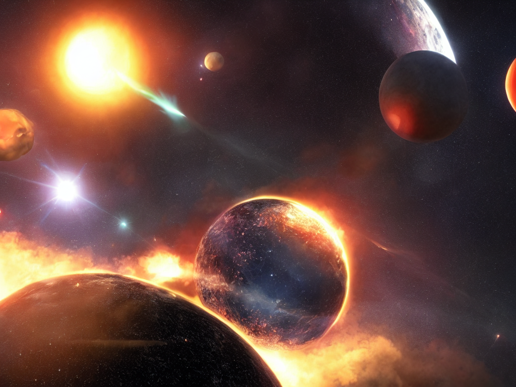 Stable Diffusion prompt: super planet explosion, epic com...