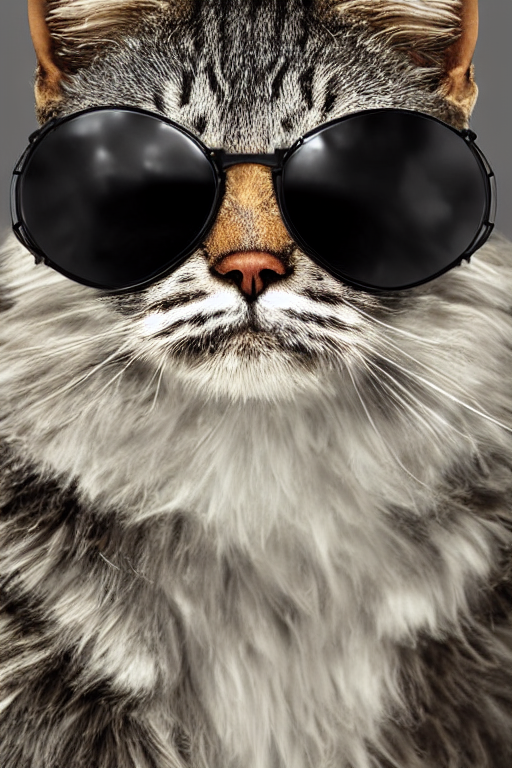 Stable Diffusion prompt: cat warrior with aviator black s...
