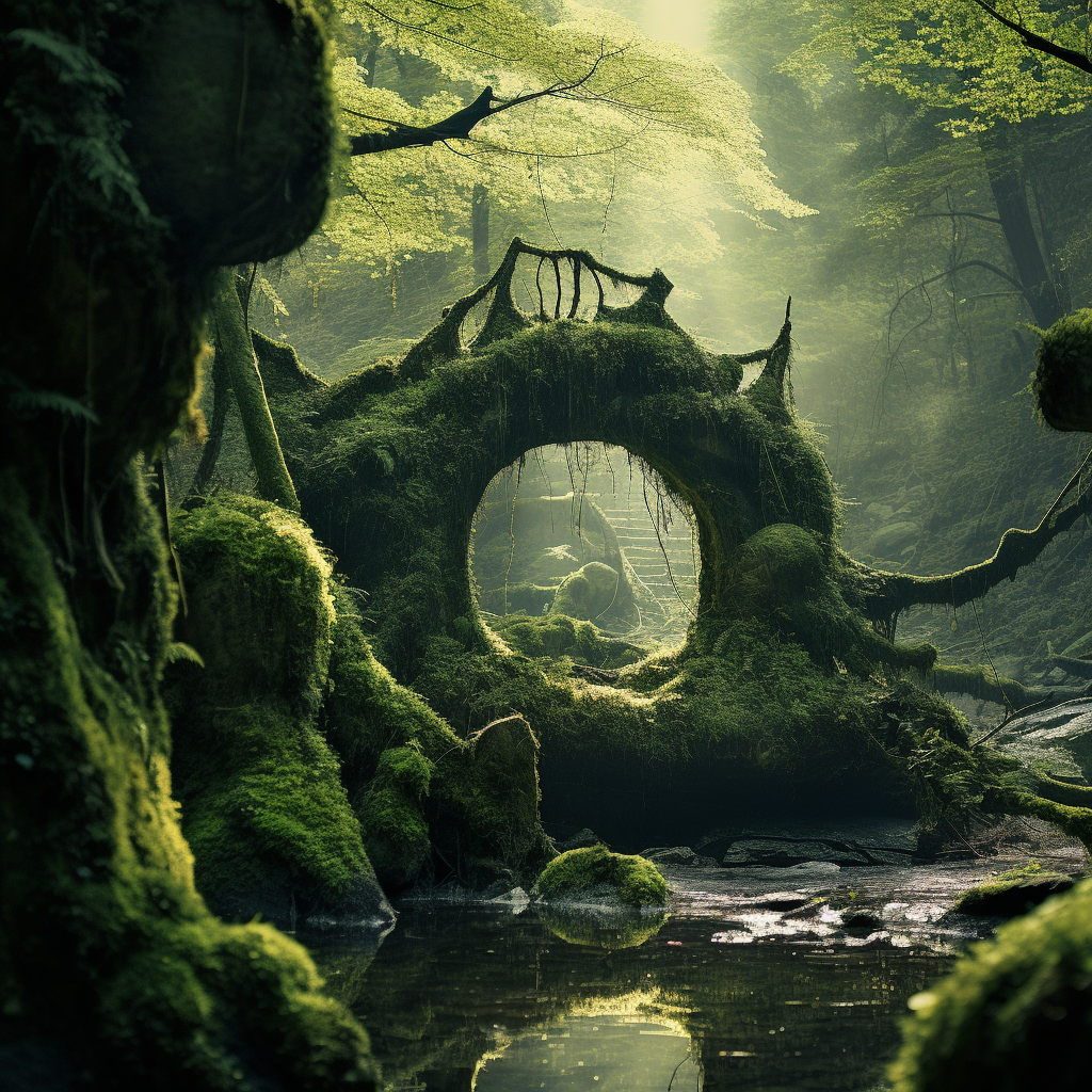 Midjourney prompt: green moss in the forest, in the style of matthias... - Midjourney