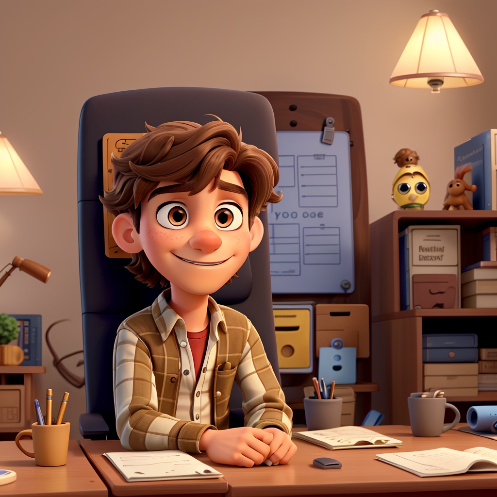 AI generated: DreamShaper prompt: A young man with light brown wavy hair and light b... (DreamShaper - 3d Renders)