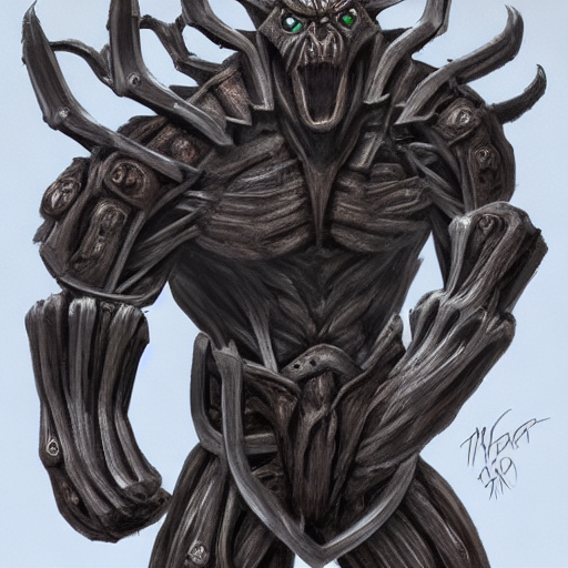 Stable Diffusion prompt: a humanoid monster made of metal...