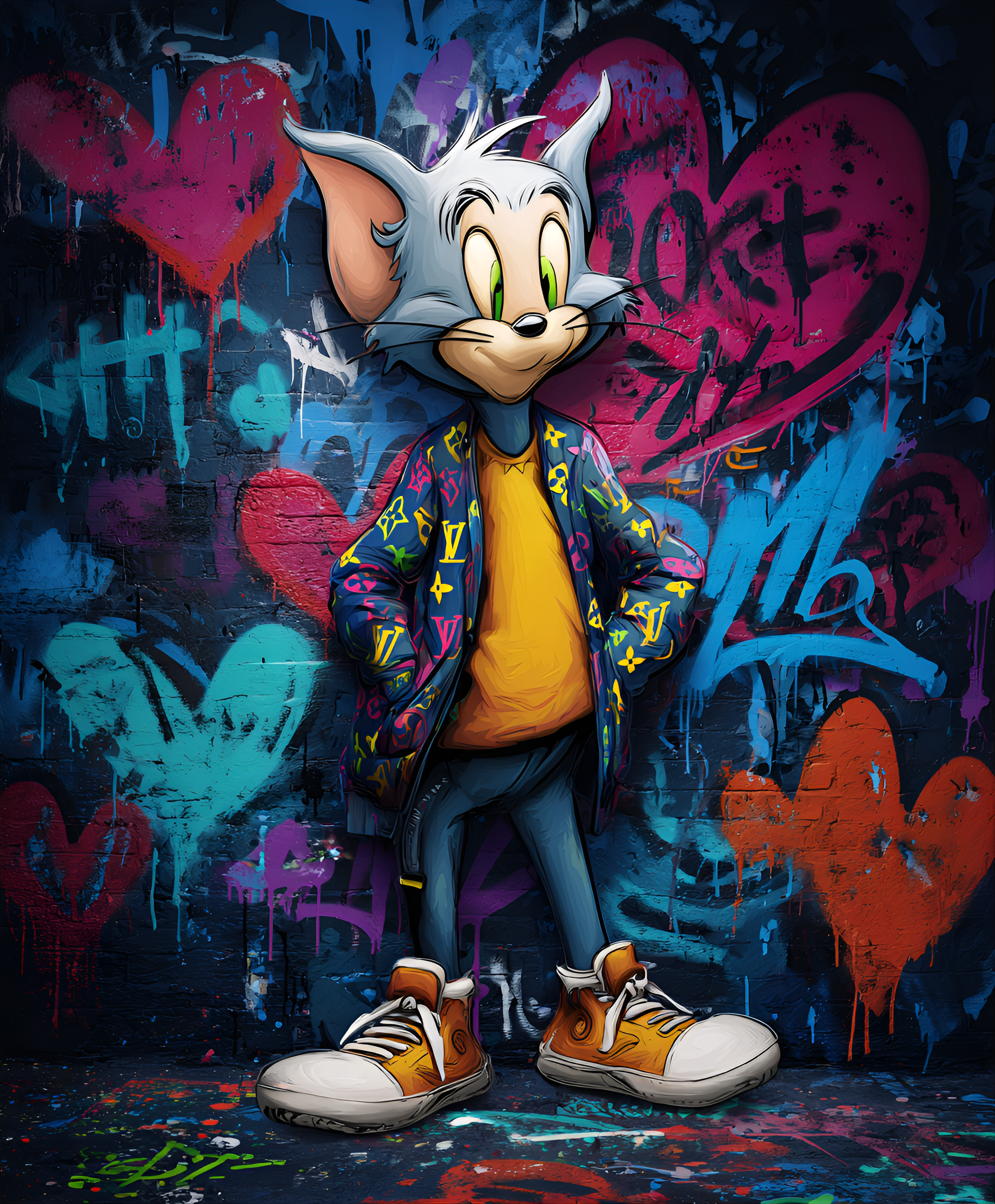 Midjourney prompt: A very stylish and colorful cartoon illustration o... - Midjourney