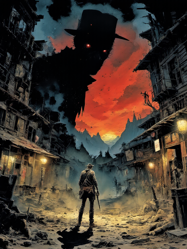 صورة مولدة بالذكاء الاصطناعي: FLUX prompt: A gritty, dark-toned illustration of Lucky Luk... (نموذج FLUX - Character Design)