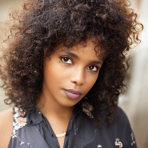 Stable Diffusion prompt: beautiful black woman curly ha...