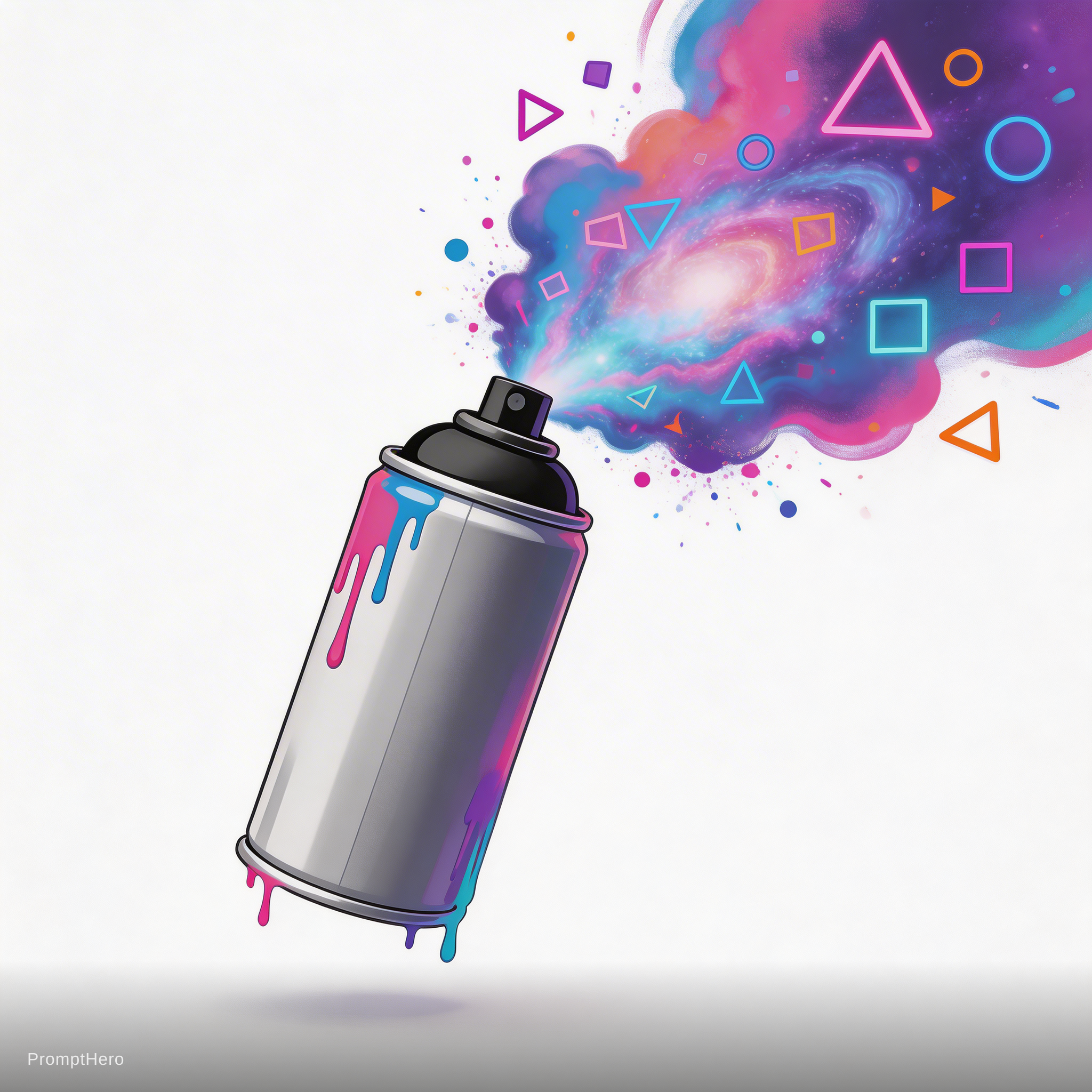 AI generated: Seedream 5 prompt: A floating spray paint can exploding with colorful... (Seedream 5 - Concept Art)