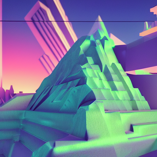 Stable Diffusion prompt: symmetrical synthwave crystal te...