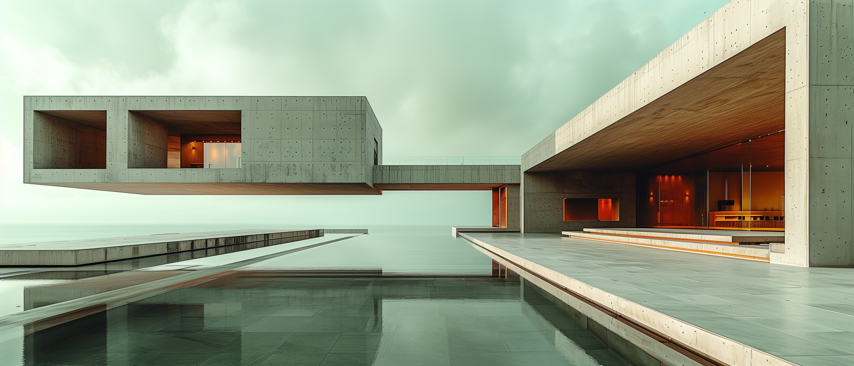brutalist minimalist architecture soft daylight concrete