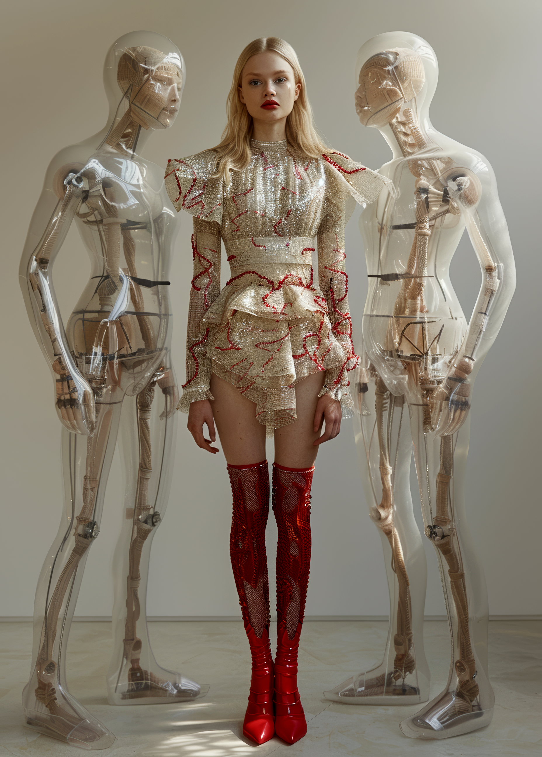 AI generated: Extravagant futuristic dress (Midjourney - Fashion)