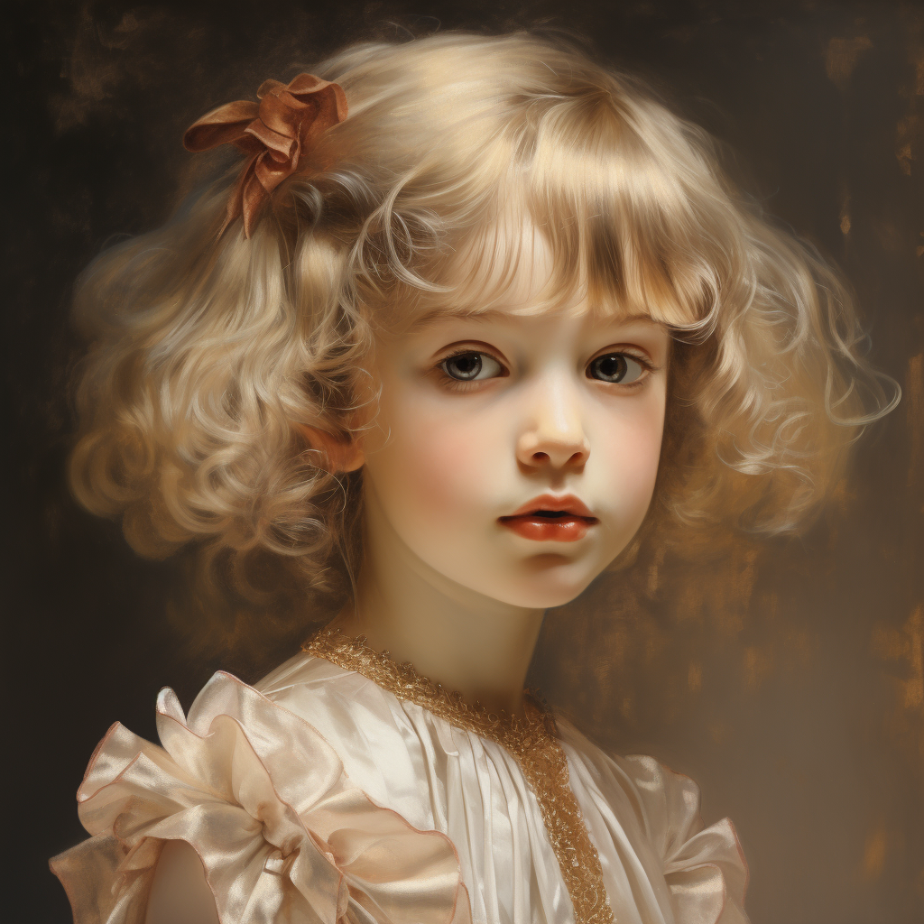 AI generated: Midjourney prompt: Close-up little vintage girl in velvet dress, by V... (Midjourney - Portraits)