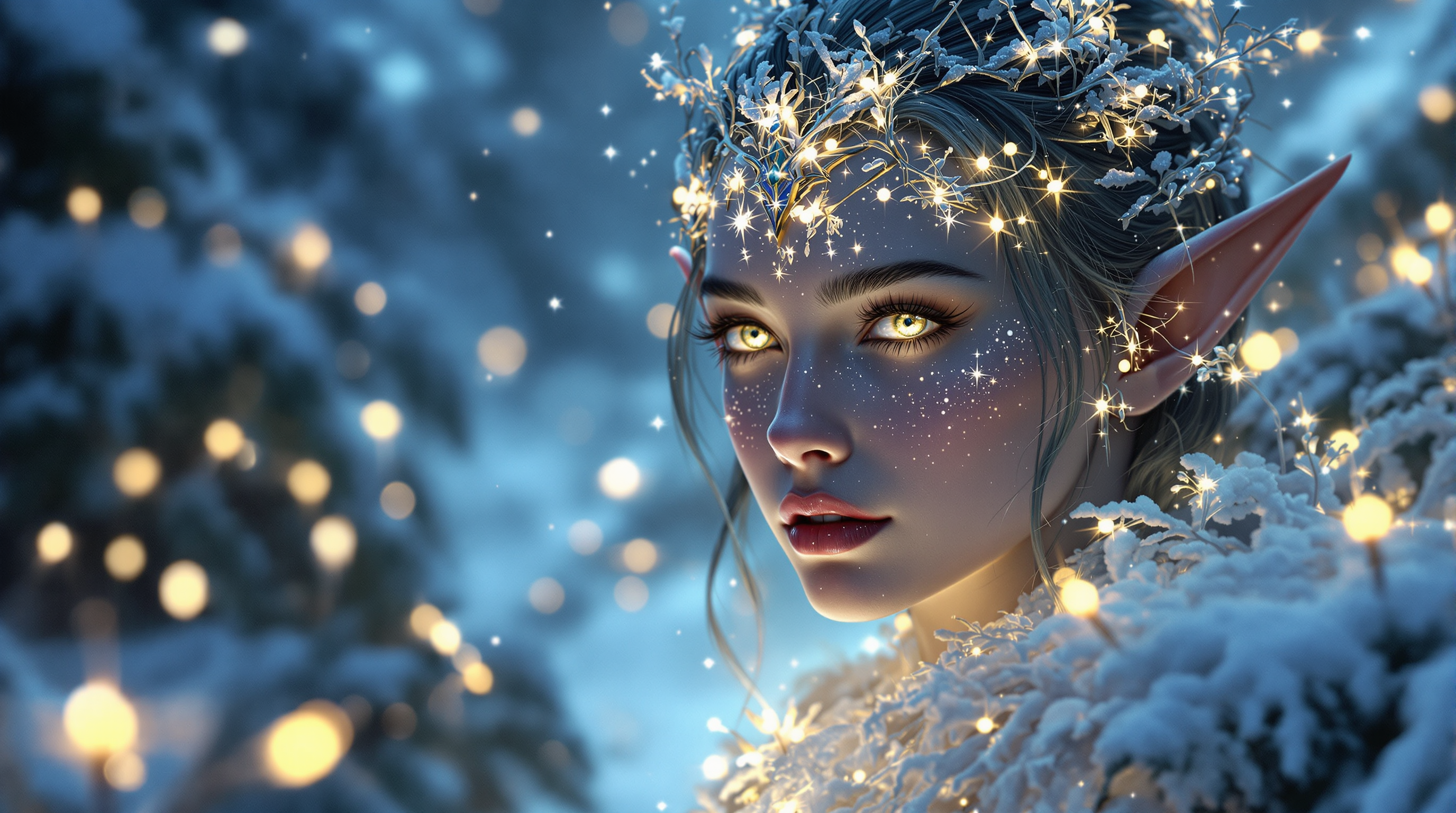 Elf Spectre FLUX prompt: A majestic elf face illuminated by the soft ...