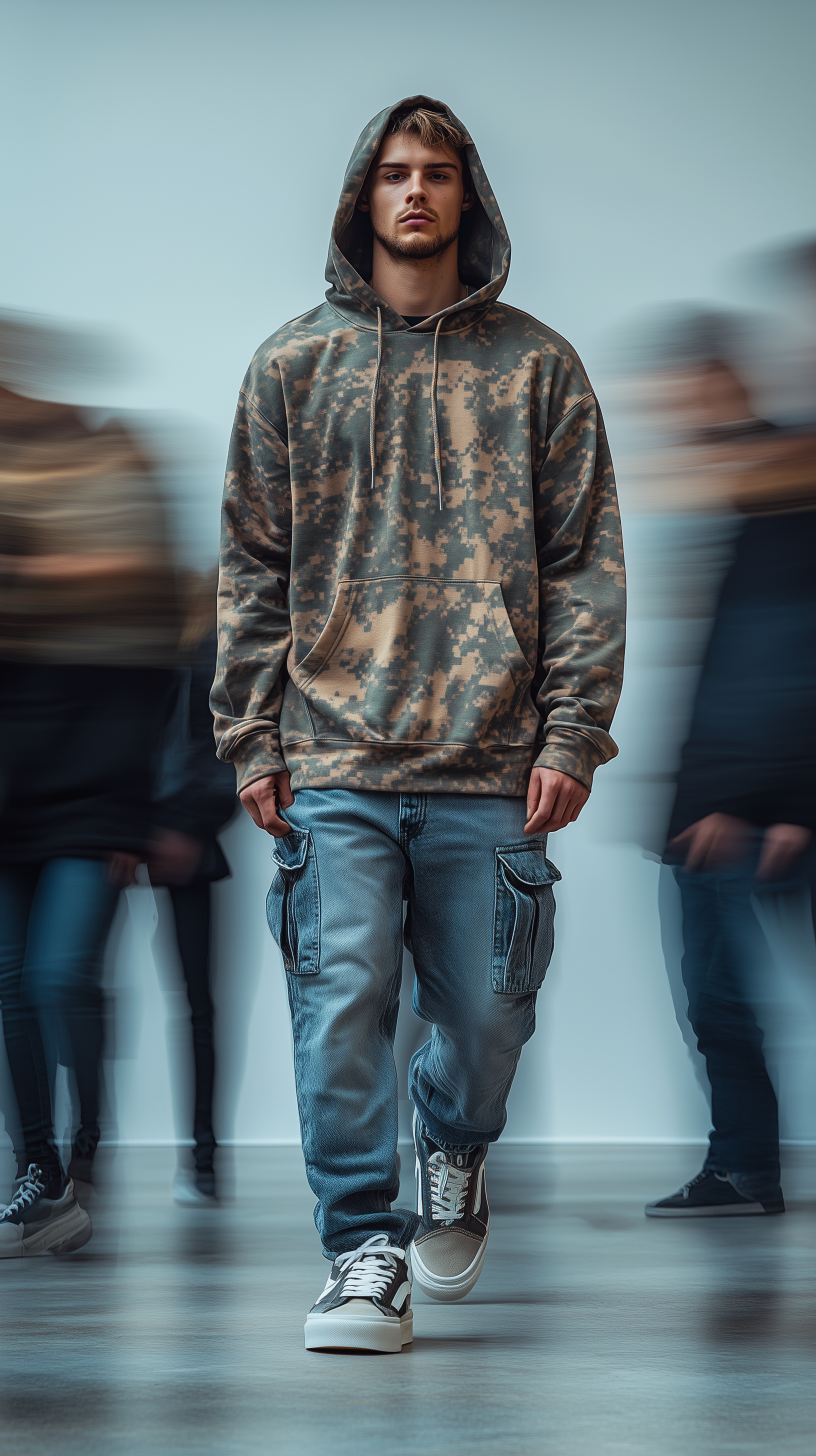 AI generated: Midjourney prompt: photography, snap shot, male model, front pose, fu... (Midjourney - Fashion)