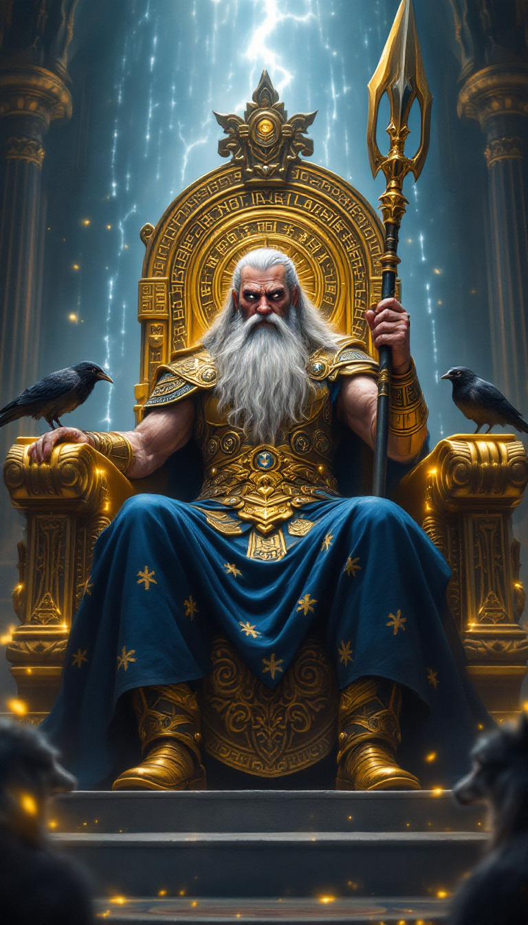 FLUX prompt: A grand and majestic depiction of Odin, the Allfat... - FLUX
