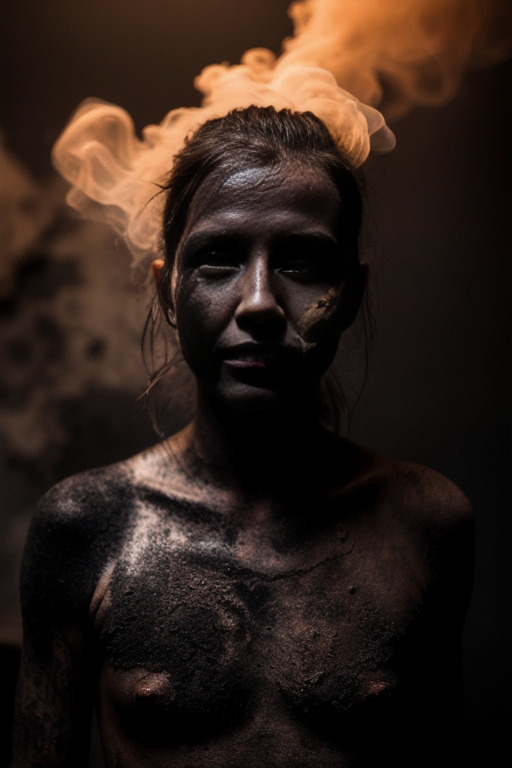 AI generated: Stable Diffusion prompt: skin from chaos, dark atmosphere, dust explosion i (Stable Diffusion - Portraits)