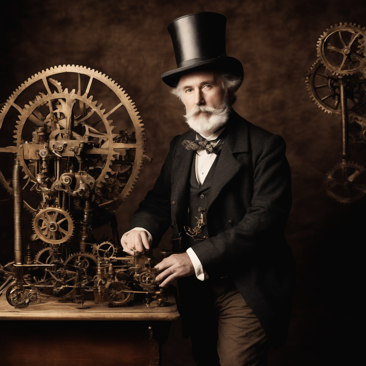 Stable Diffusion prompt: A time-traveling Victorian inven...