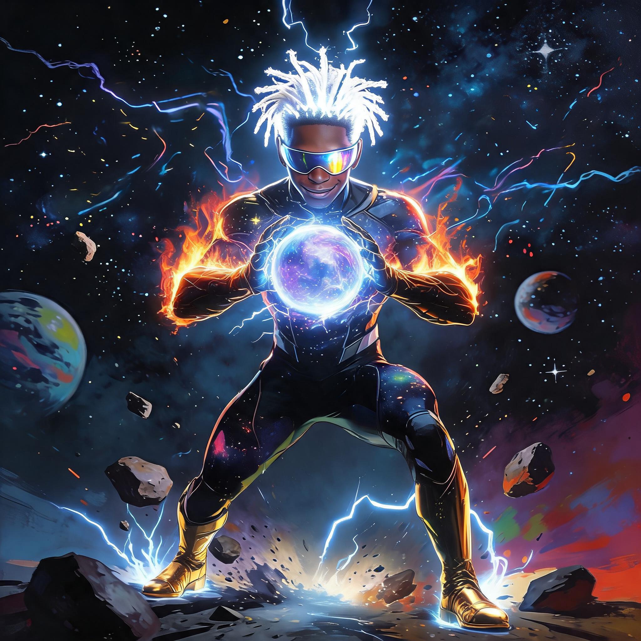 AI generated: Seedream 5 prompt: full body view of an african american superhero st... (Seedream 5 - Anime)