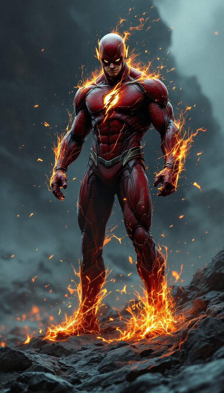 FLUX prompt: Envision a fully body portrait of a flash comic s... - FLUX