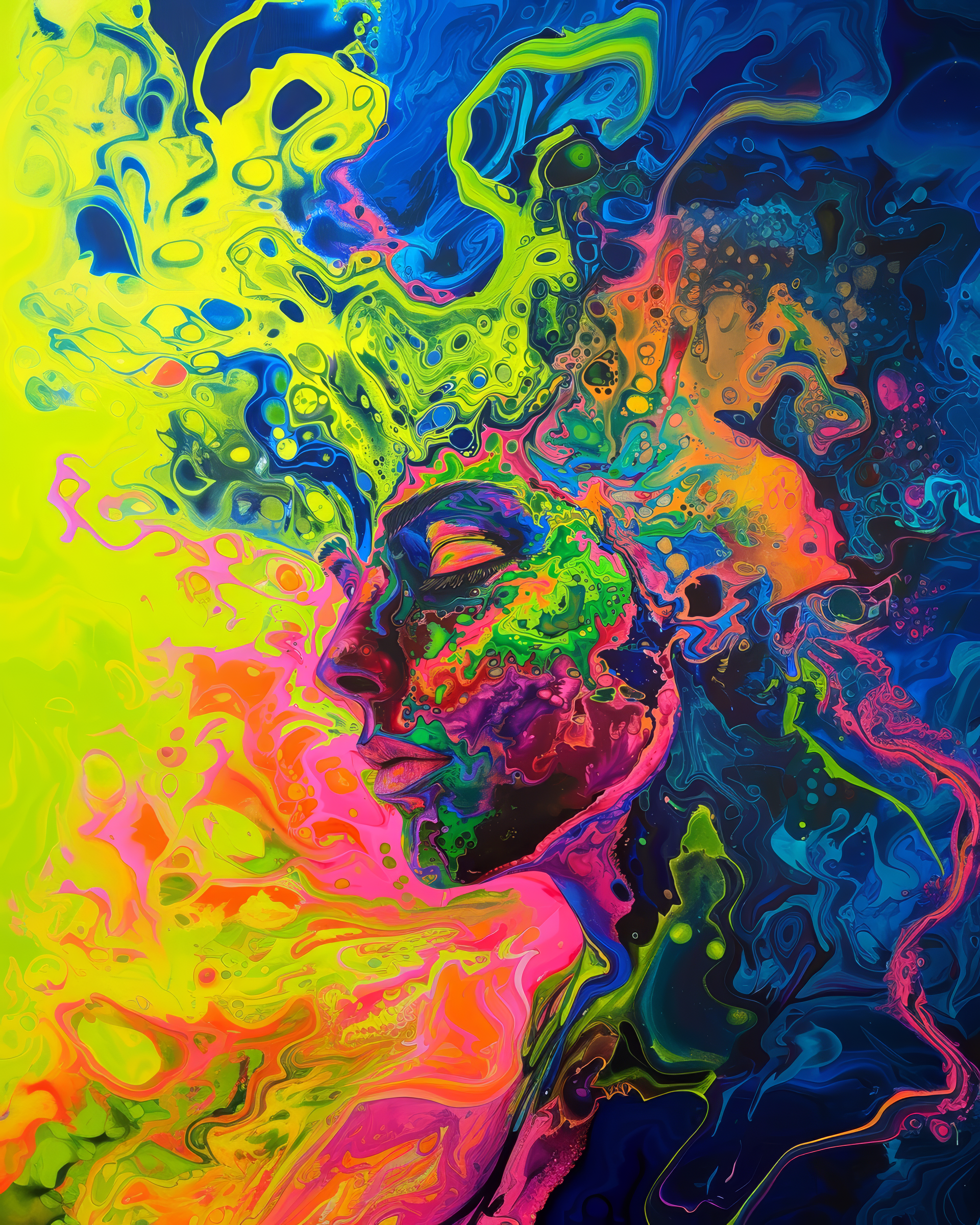 AI generated: Neon psychedelic liquid (Midjourney - Concept Art)
