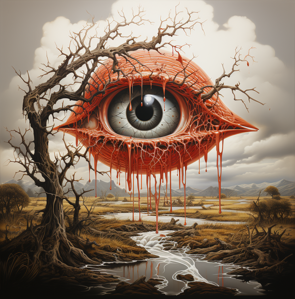 AI generated: Midjourney prompt: an eye in a tree near water, in the style of brian... (Midjourney - Concept Art)