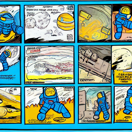 Stable Diffusion prompt: comic book strips, storyboard ca...
