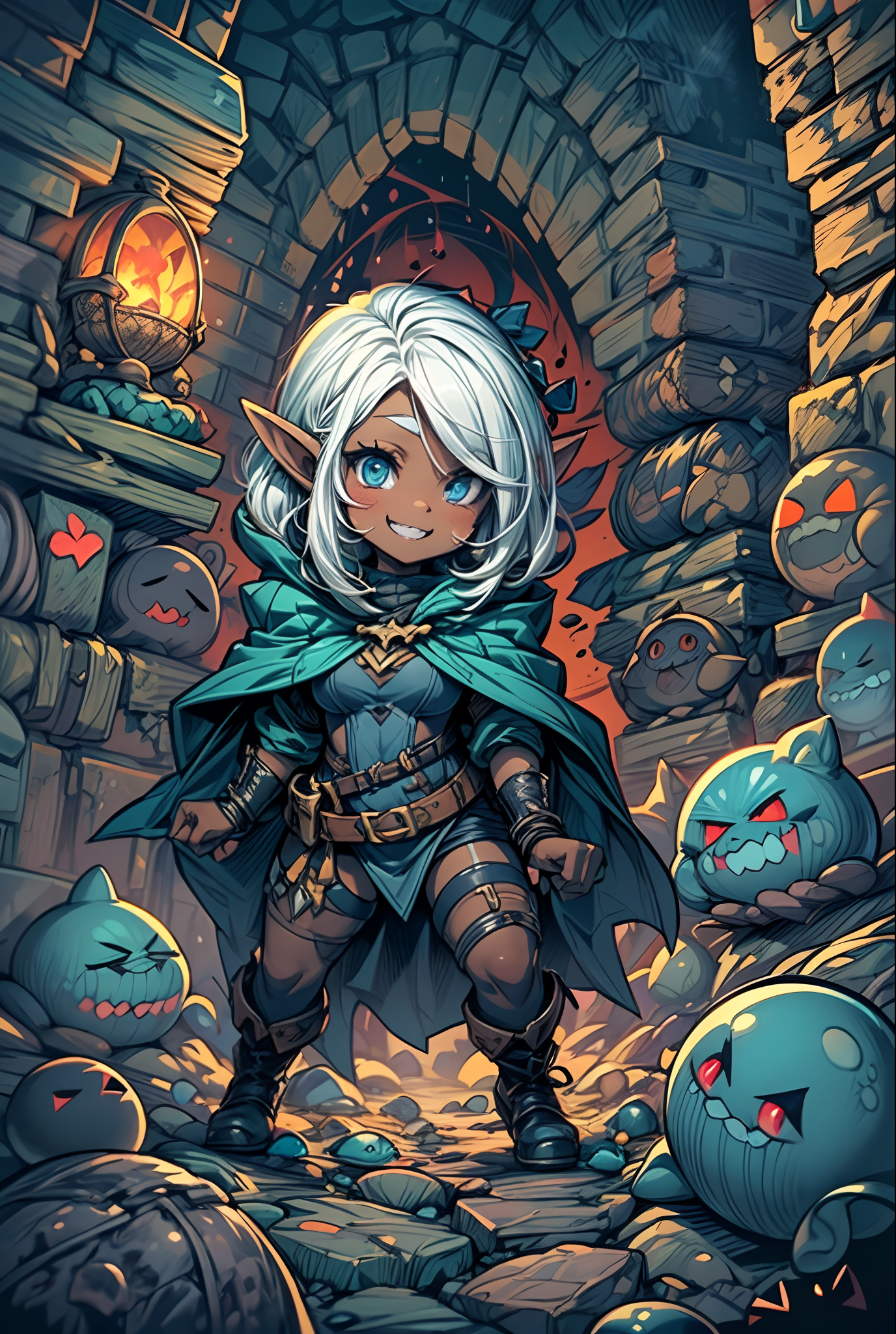 AI generated: Stable Diffusion prompt: Very detailed illustration of a cute female thief,... (Stable Diffusion - Concept Art)