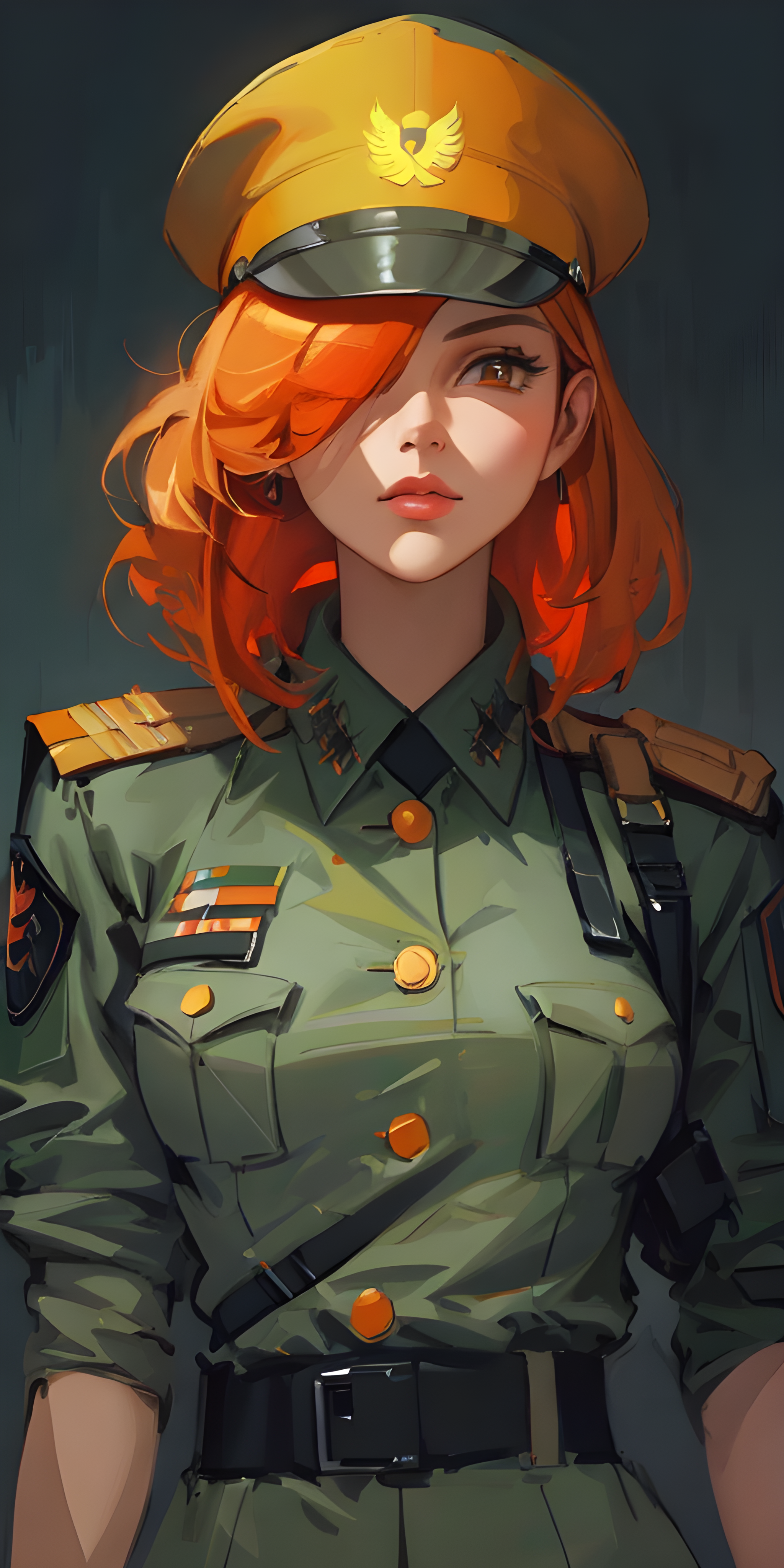 AI generated: Counterfeit-V2.5 prompt: a painting of a woman in a military uniform, digit... (Counterfeit-V2.5 - Concept Art)
