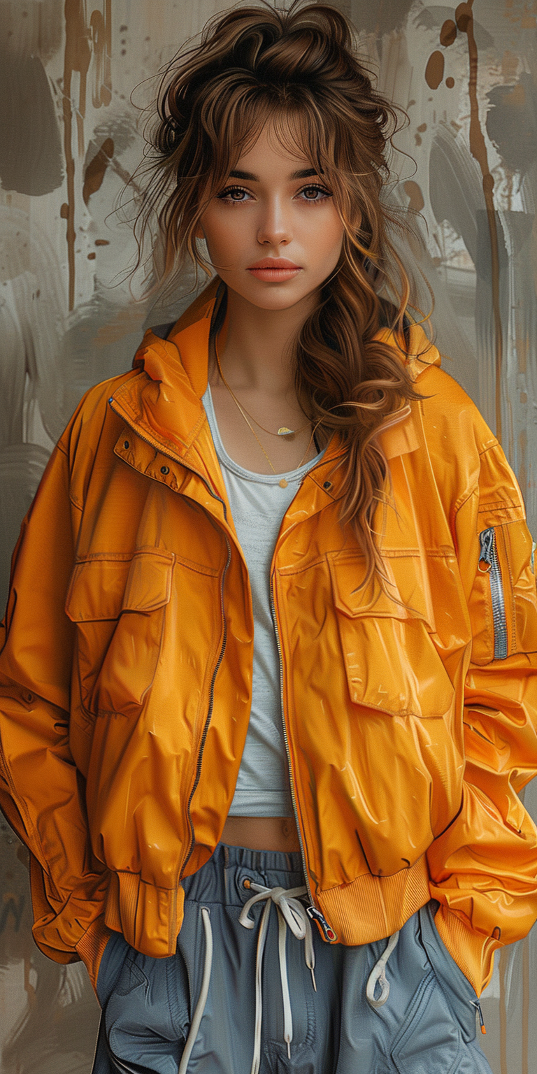 AI generated: Midjourney prompt: A digital illustration of a woman with brown hair ... (Midjourney - Portraits)