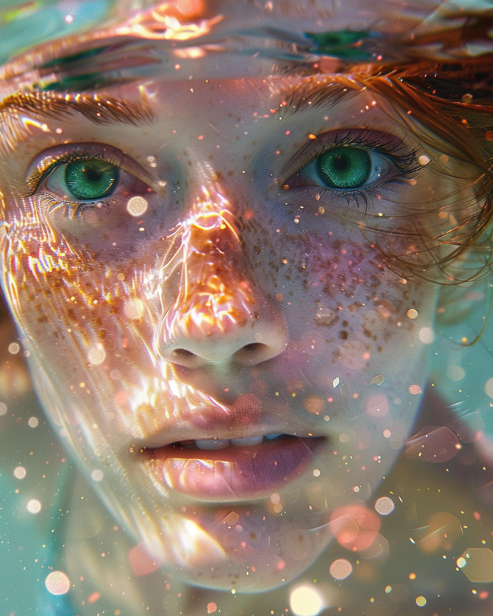 Midjourney prompt: A beautiful girl with big green eyes and long eyel... - Midjourney