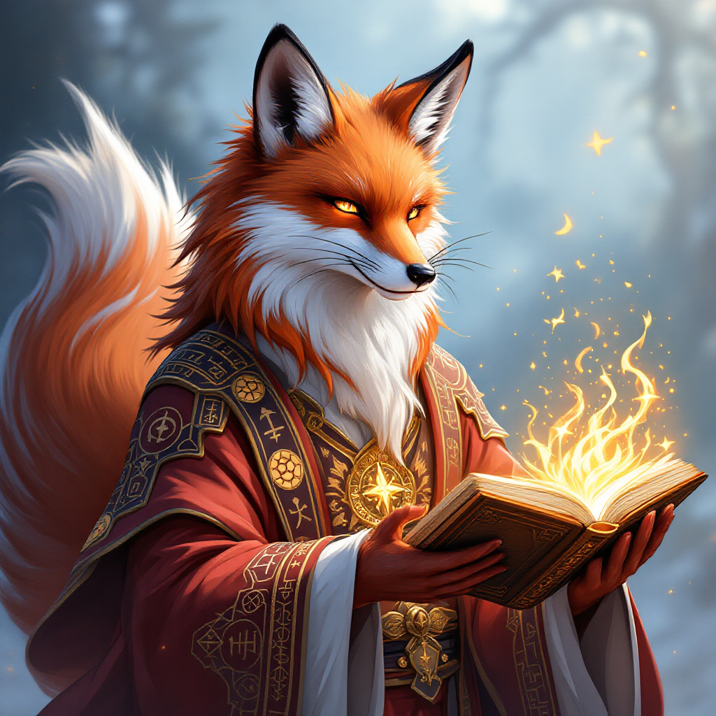 FLUX prompt: *"A majestic fox sage with human-like features, de... - FLUX