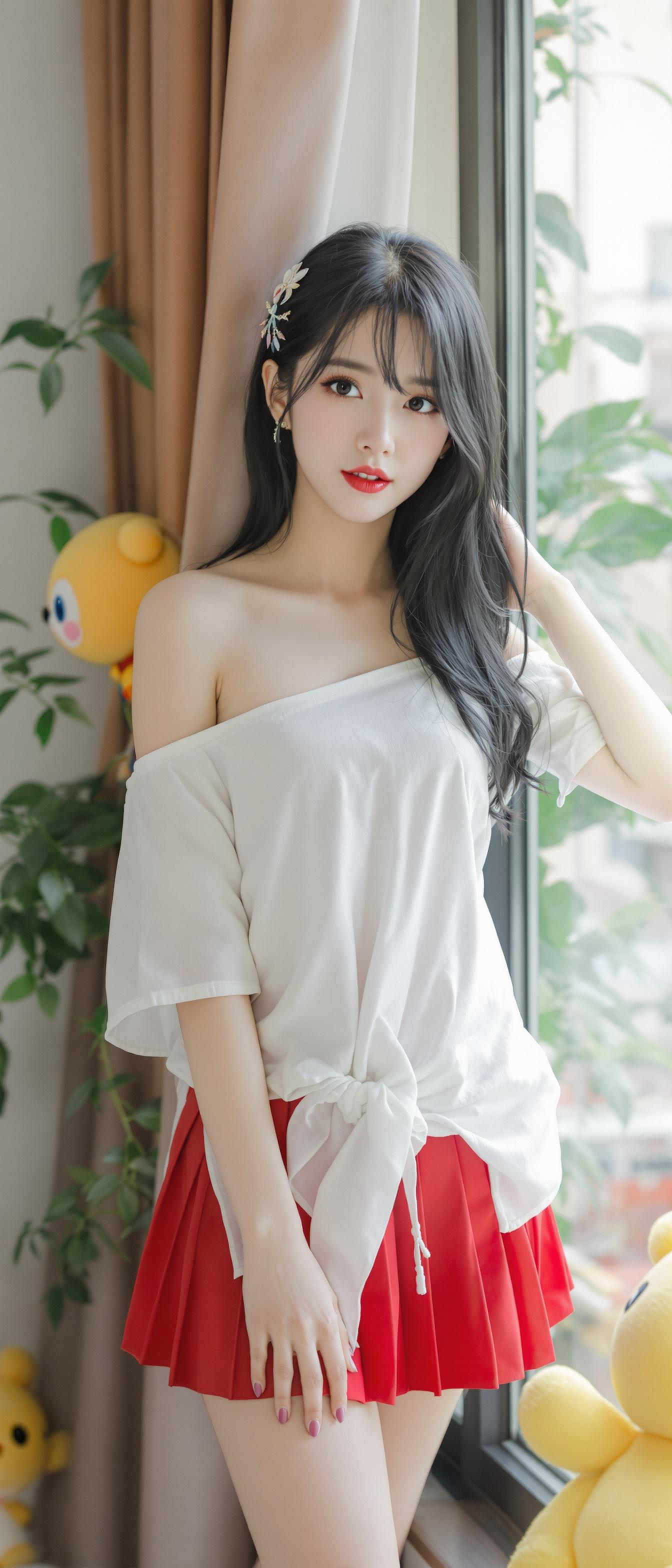 صورة مولدة بالذكاء الاصطناعي: FLUX prompt: a woman Koren girl, full body, Koren ulzzang face,... (نموذج FLUX - أزياء وموضة)