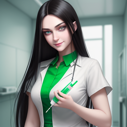 DreamShaper prompt: A beautiful girl with green eyes.With...