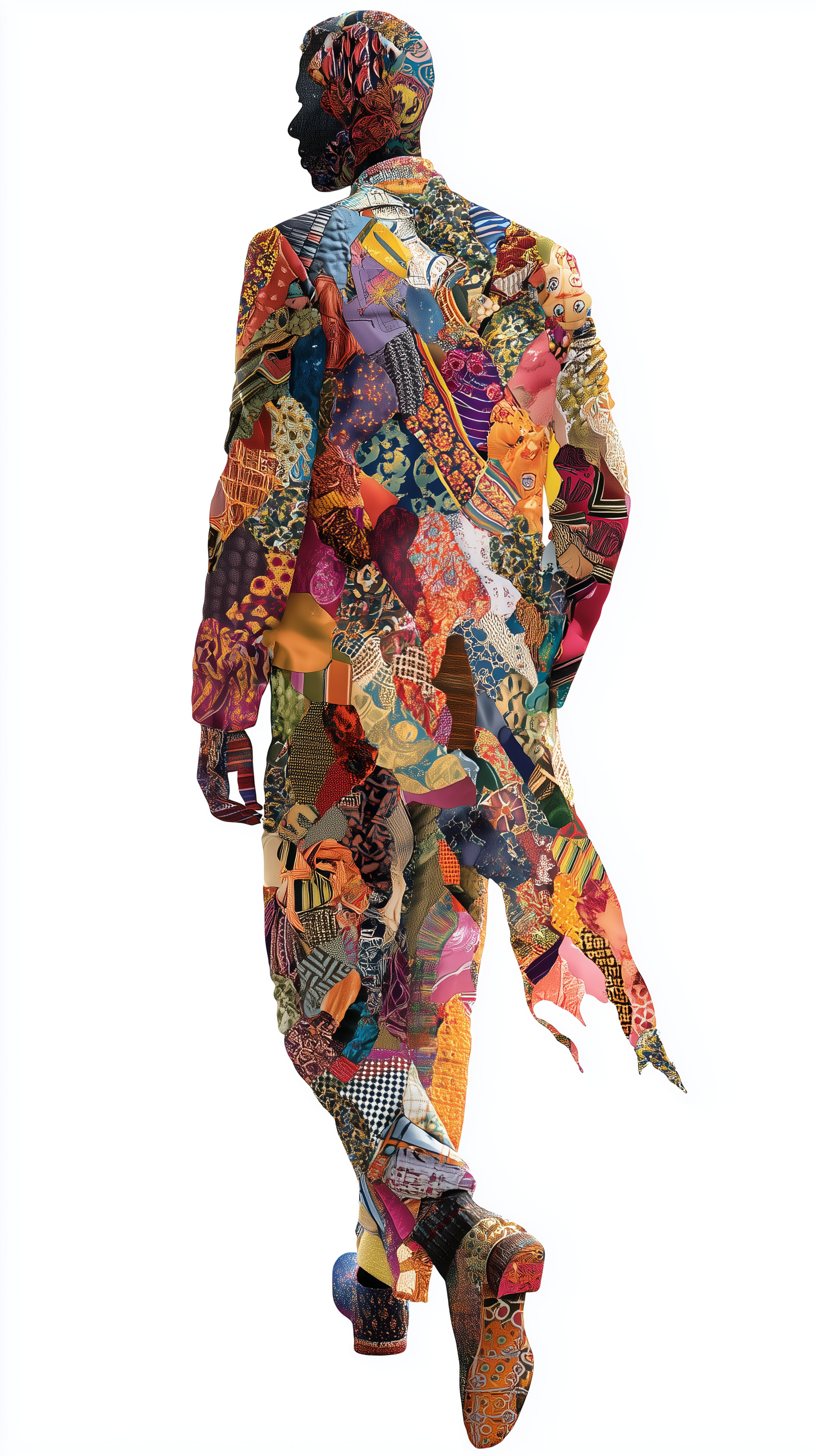 AI generated: Midjourney prompt: human silhouette made of colorful materials and pa... (Midjourney - Concept Art)