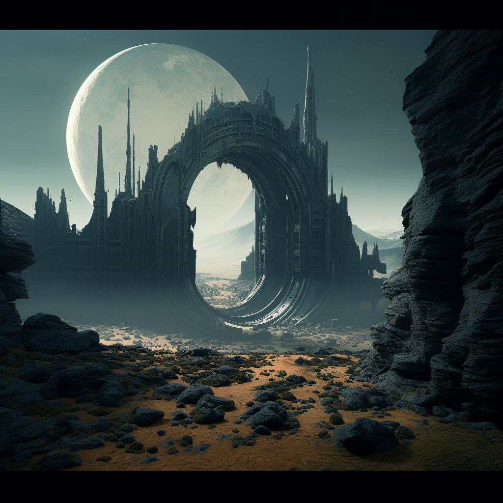 AI generated: Midjourney prompt: alien ruins, scifi, future, golden ratio, by Edmun... (Midjourney - Landscapes)