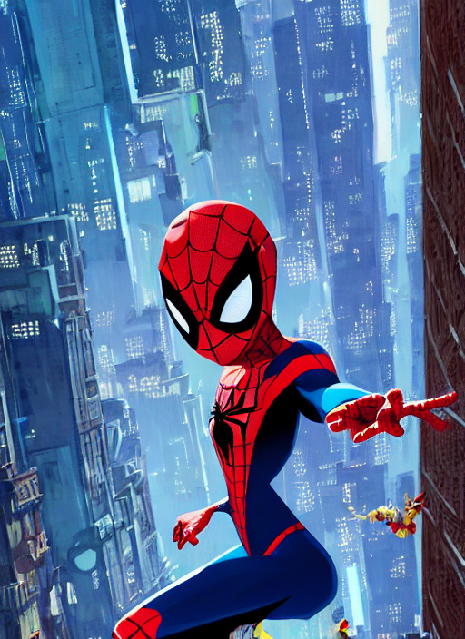 Stable Diffusion prompt: spider - man : into the spider