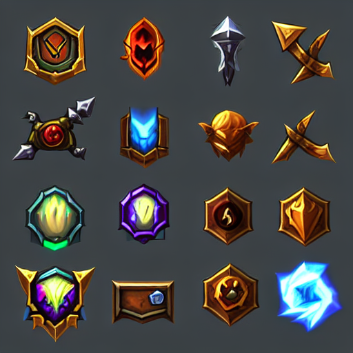 صورة مولدة بالذكاء الاصطناعي: Stable Diffusion prompt: video games icons, 2d icons, rpg skills icons, wor... (نموذج Stable Diffusion - Logo Icon Design)