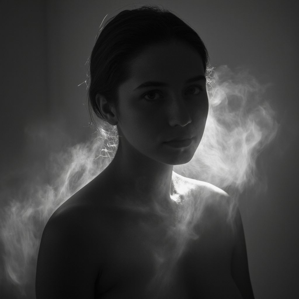 AI generated: FLUX prompt: A monochrome fine art portrait of a woman envelope... (FLUX - Photography)