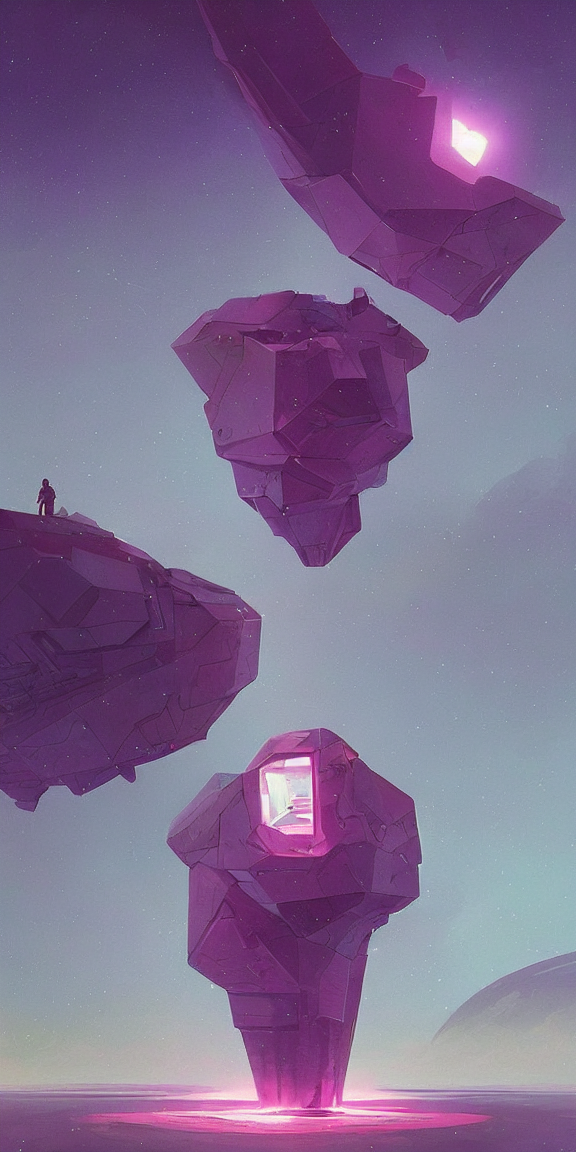 Stable Diffusion prompt: amethyst crystal spaceship, geom...