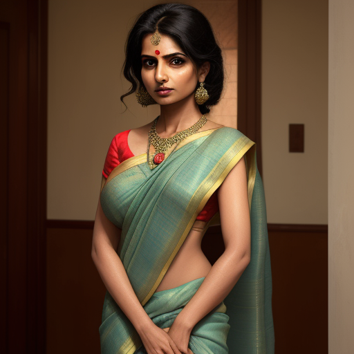 صورة مولدة بالذكاء الاصطناعي: DreamShaper prompt: Woman in the sari hot (نموذج DreamShaper - صور شخصية)