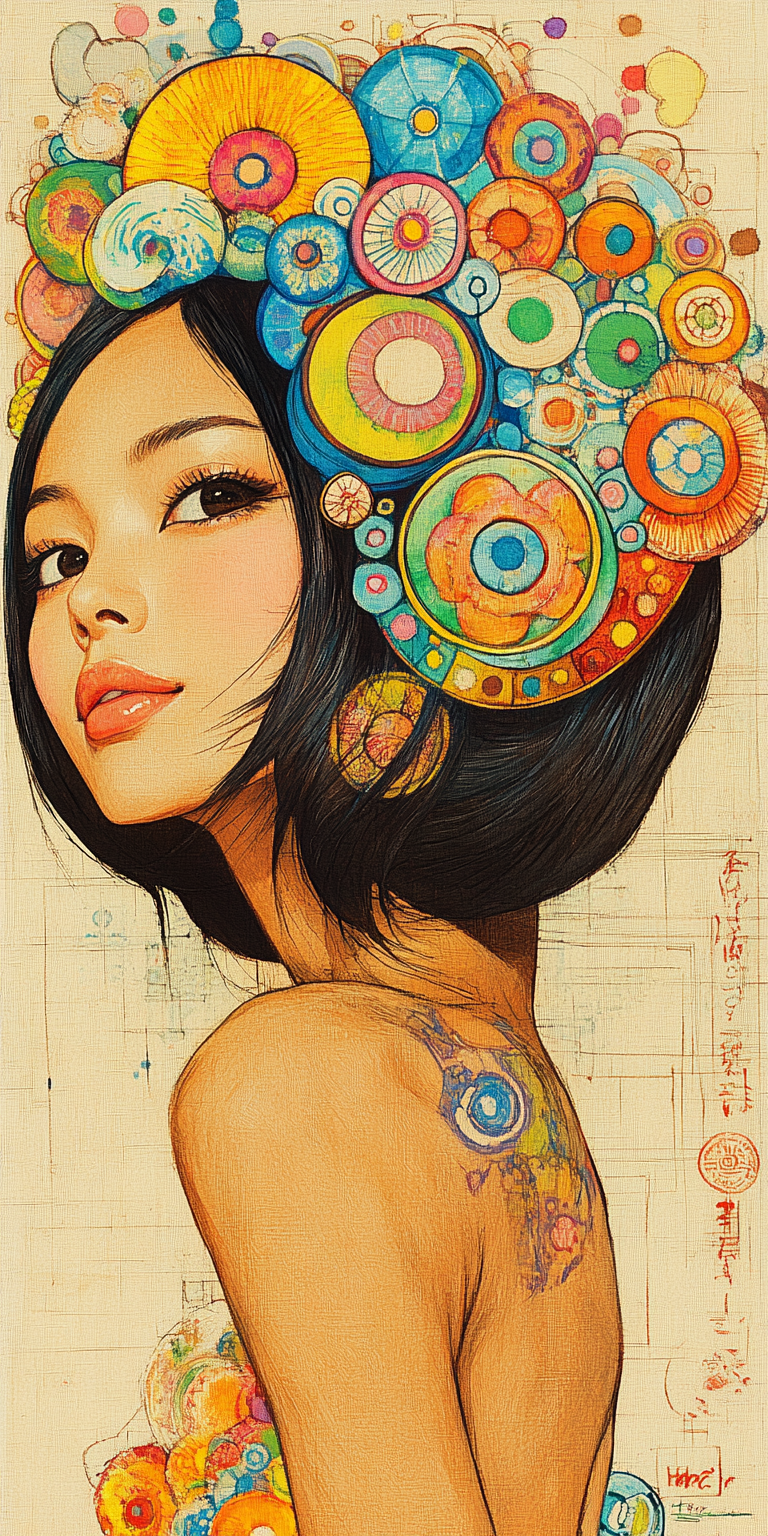 Midjourney prompt: Japanese ink portrait of a woman, in the style of ... - Midjourney